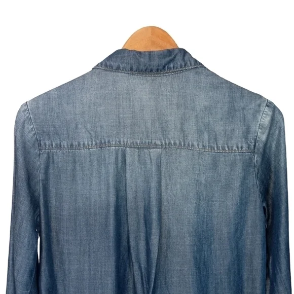 Cloth and Stone Montana Chambray Button Up Raw Hem Shirt Dress Blue Size XS - Picture 8 of 12
